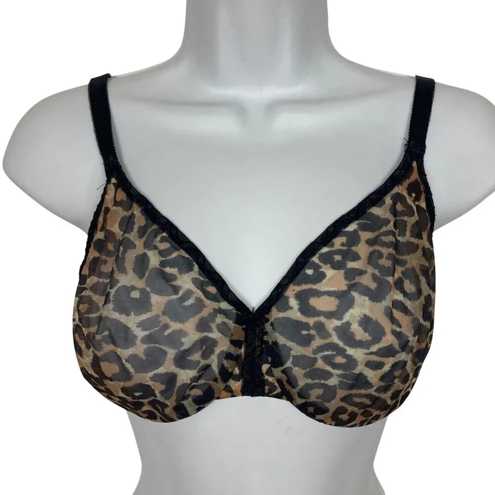 Gossard Glossies Leopard Sheer Molded Bra13101 32DDD Leopard Print Sheer - Picture 1 of 8